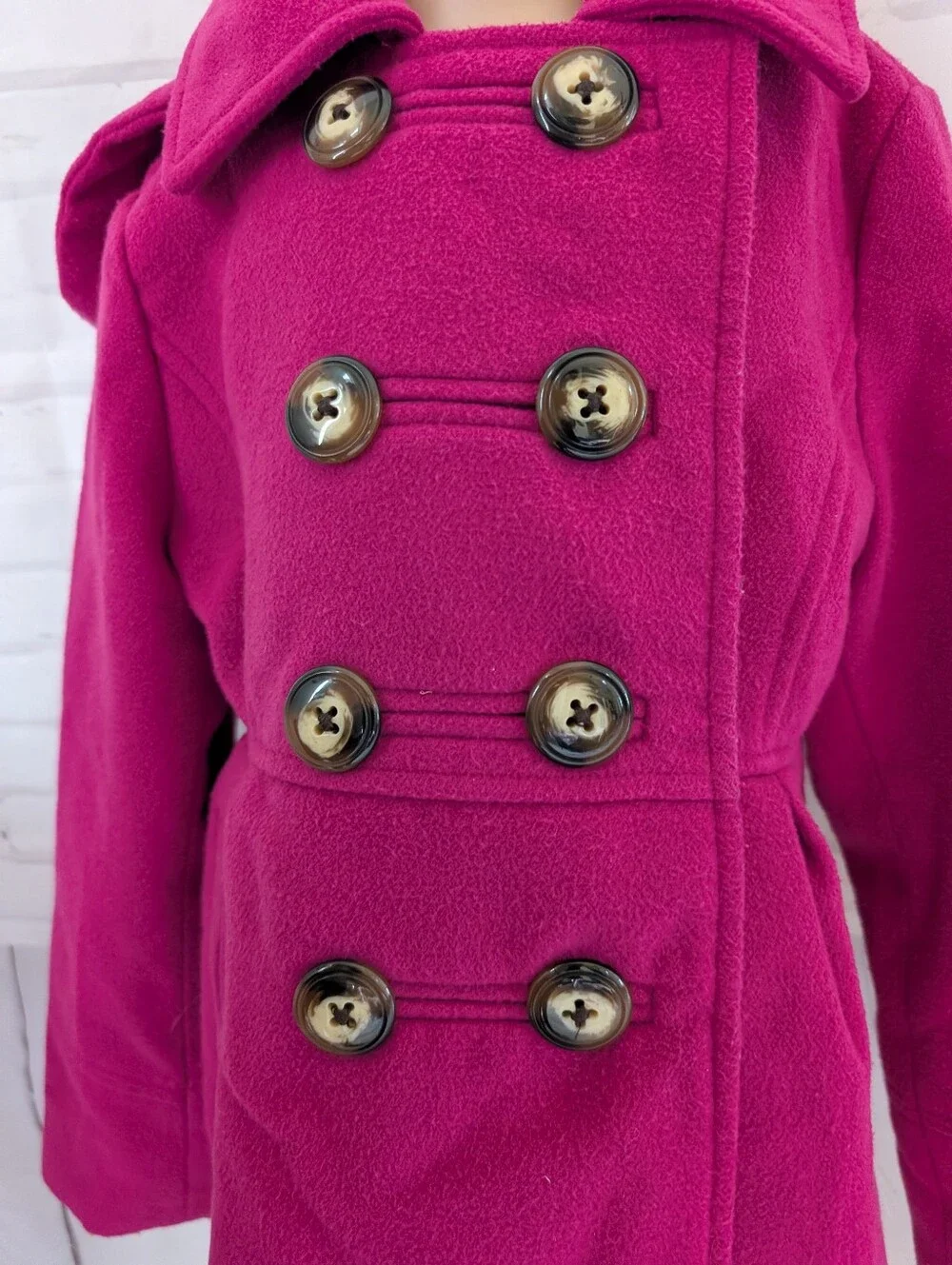 London Fog Fuchsia Double-Breasted Peacoat Size 7-8